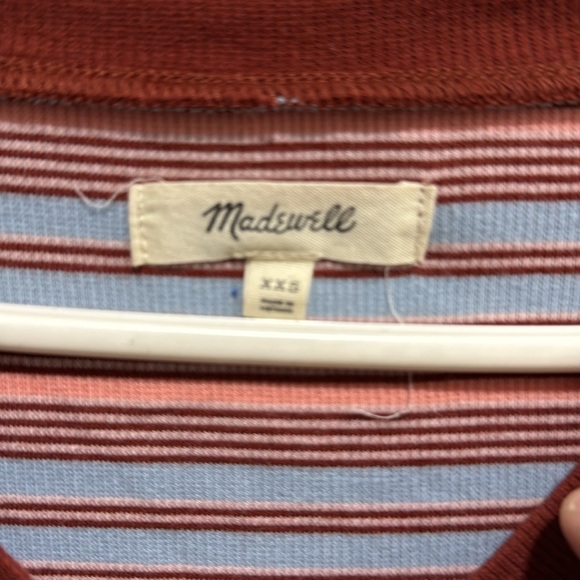 Madewell Fine Ribbed Henley Striped Long Sleeve Top Size XXS - Picture 3 of 9